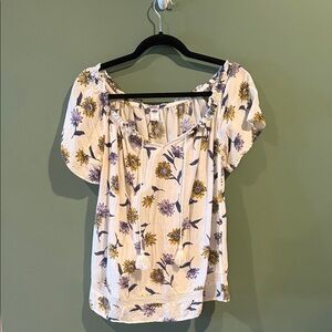 Old Navy Floral Blouse - Cream and Yellow